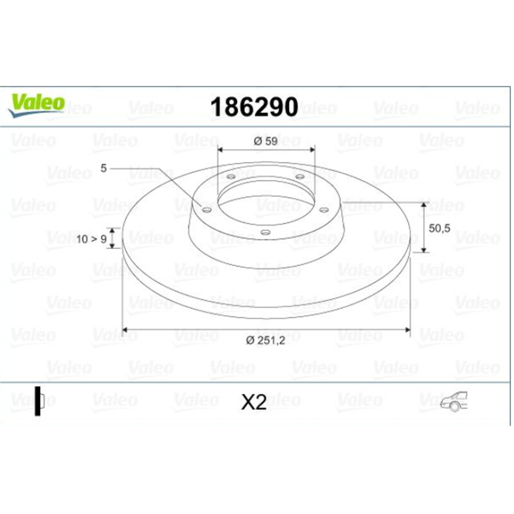 Disk točka zadnji Alfa 147 / Valeo 186290