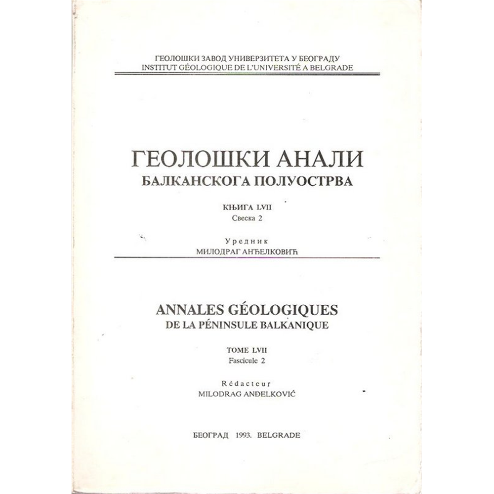Geološki anali Balkanskog poluostrva, knjiga LVII, sveska 2