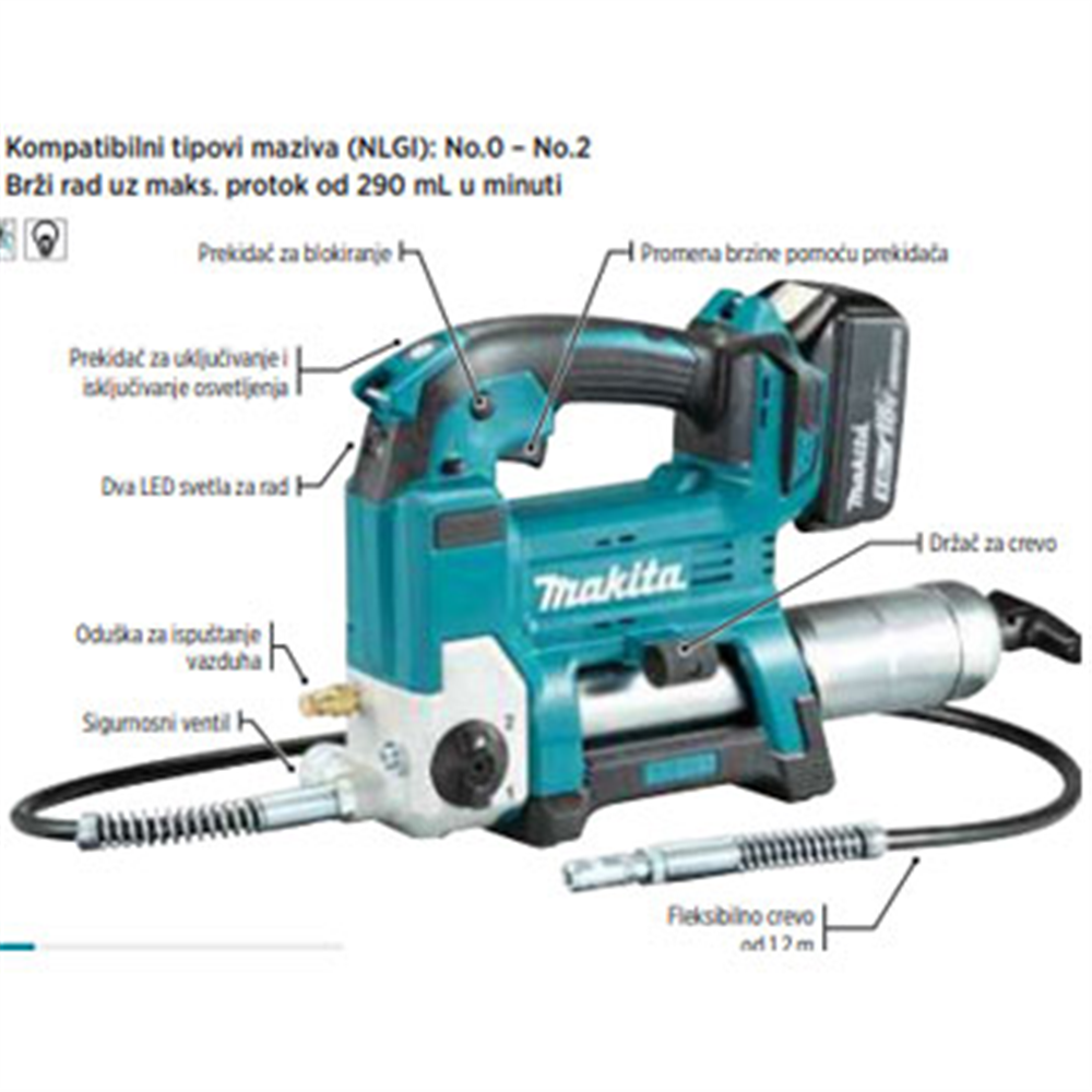 Makita mazalica akumulatorska DGP180Z