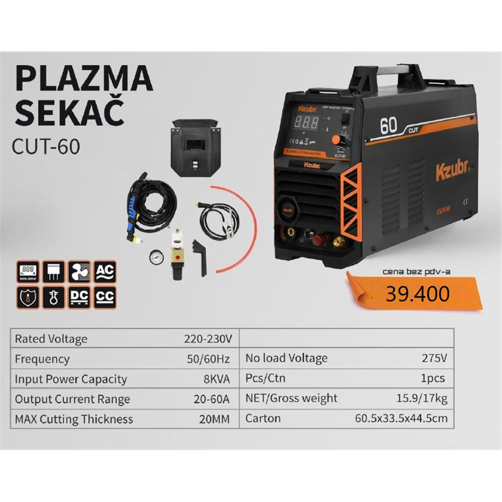 Električni Plazma Sekač Kzubr CUT-60