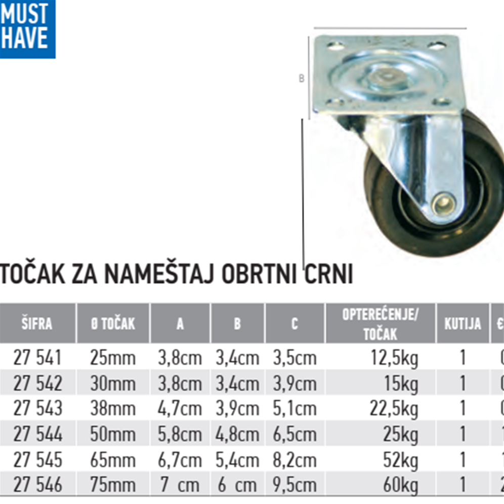 FF TOCAK OBRTNI CRNI 25mm F27541