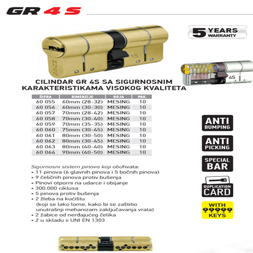 HUGO CILINDAR 60mm (30-30)GR4S H60056