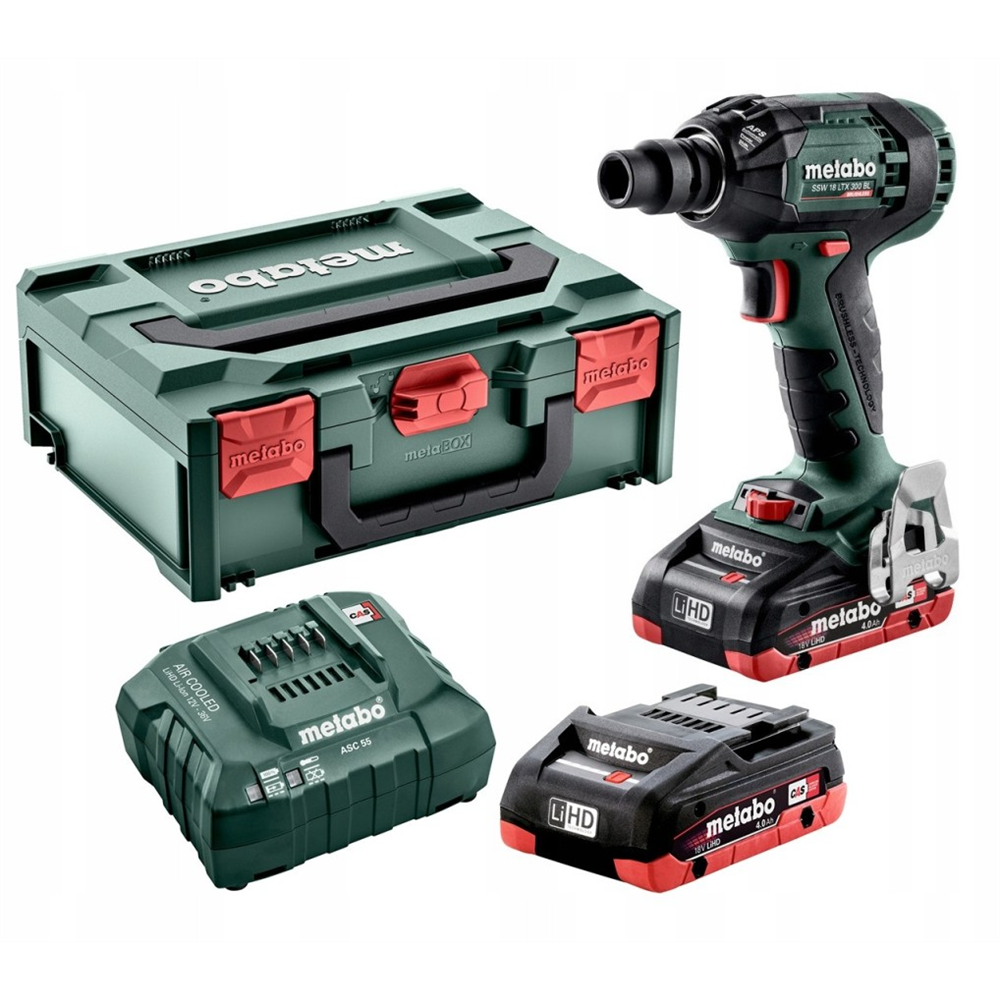 Metabo akumulatorski udarni odvrtač (SSW 18 LTX 300 BL) 18V; 2x4Ah; SET