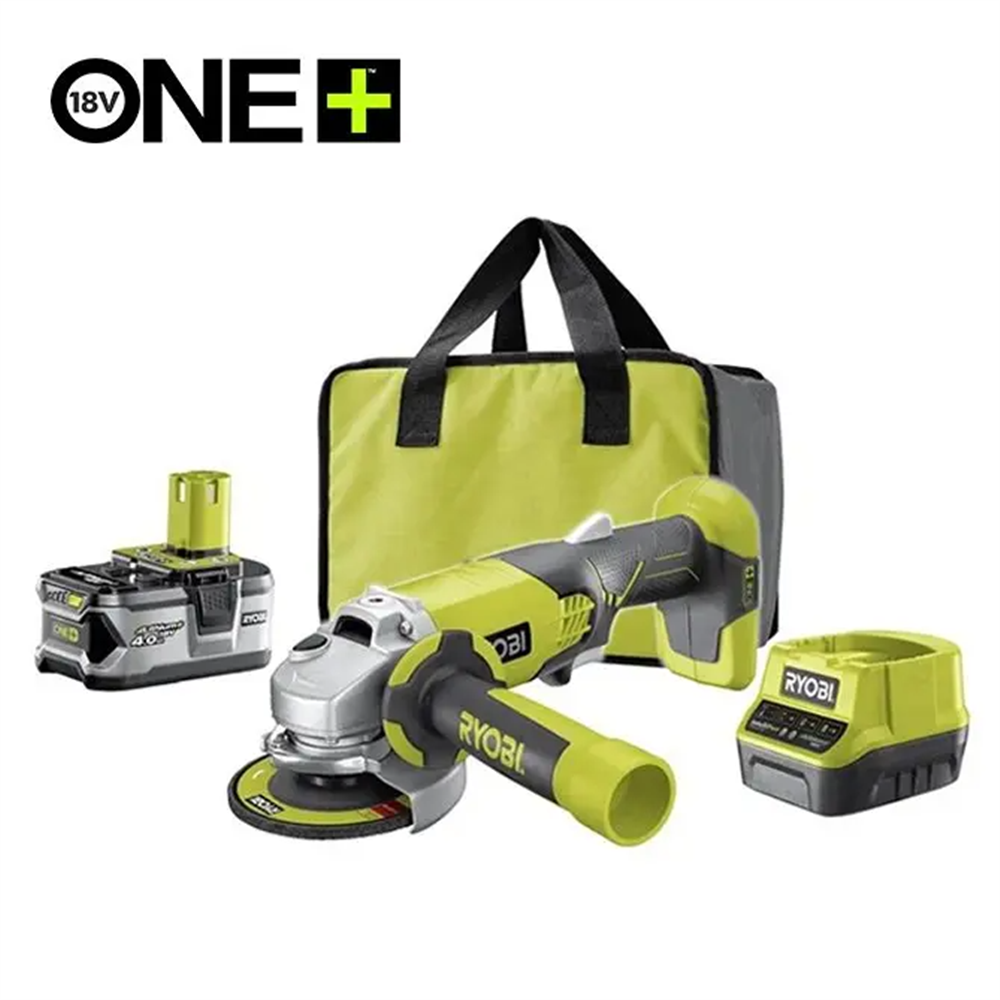 Set aku. ugaona brusilica (115mm) + punjač+ baterija 4Ah (18V ONE+™) – RYOBI R18AG-140S