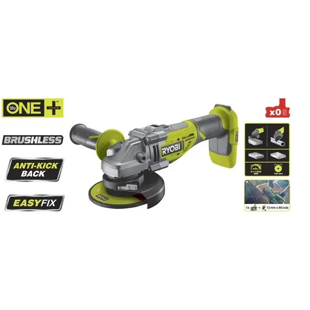 Aku. ugaona brusilica, bez četkica (125mm) 18V ONE+™ – RYOBI R18AG7-0