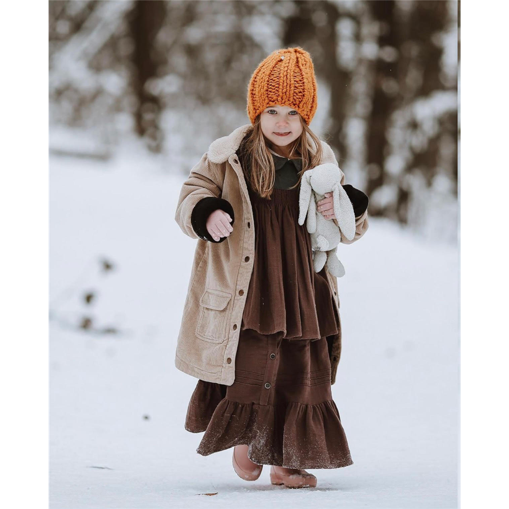 Braon svetli somotni podstavljen kaputić za devojčice -POSLEDNJI KOMAD