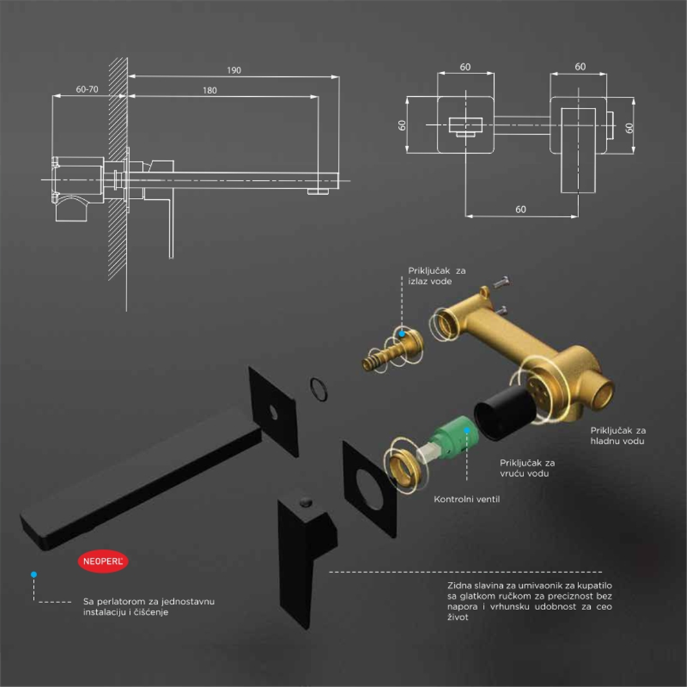 Slavina za lavabo QW Bakar 40010773