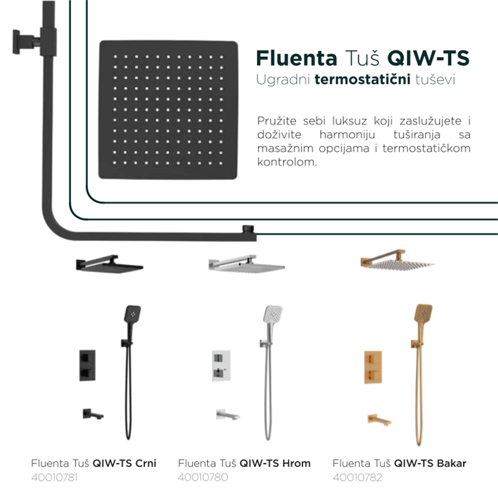 Uzidna termostatska slavina za kadu QIW-TS Crna 40010781