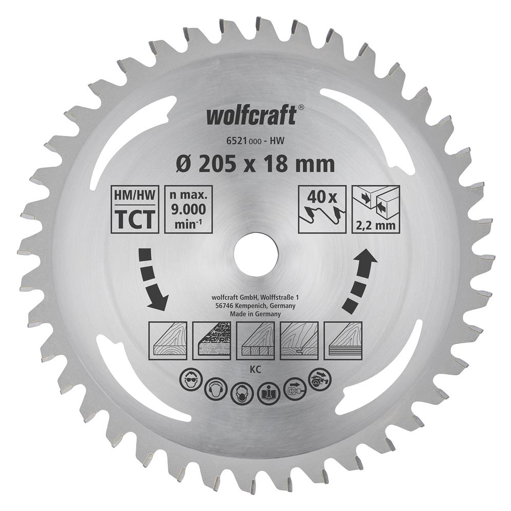 Wolfcraft 6521000 kružna testera HM; 40 zuba (pak. od 1 kom.)