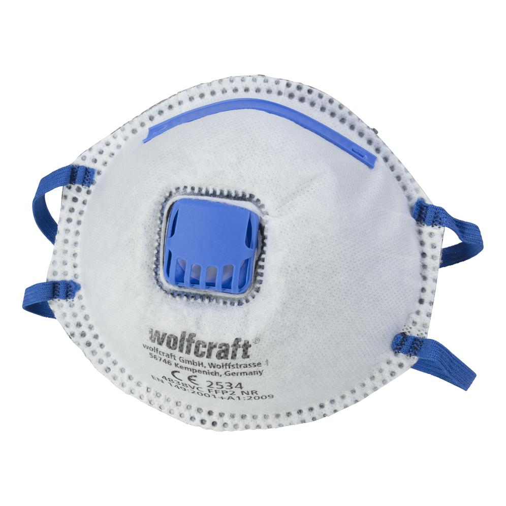 Wolfcraft 4838000 maske za sitnu prašinu FFP2 CV; sa ventilom i filterom; idealno za prevenciju gripe; DIN EN 149:2001+A1:2009 (CE) (pak. od 3 kom.)