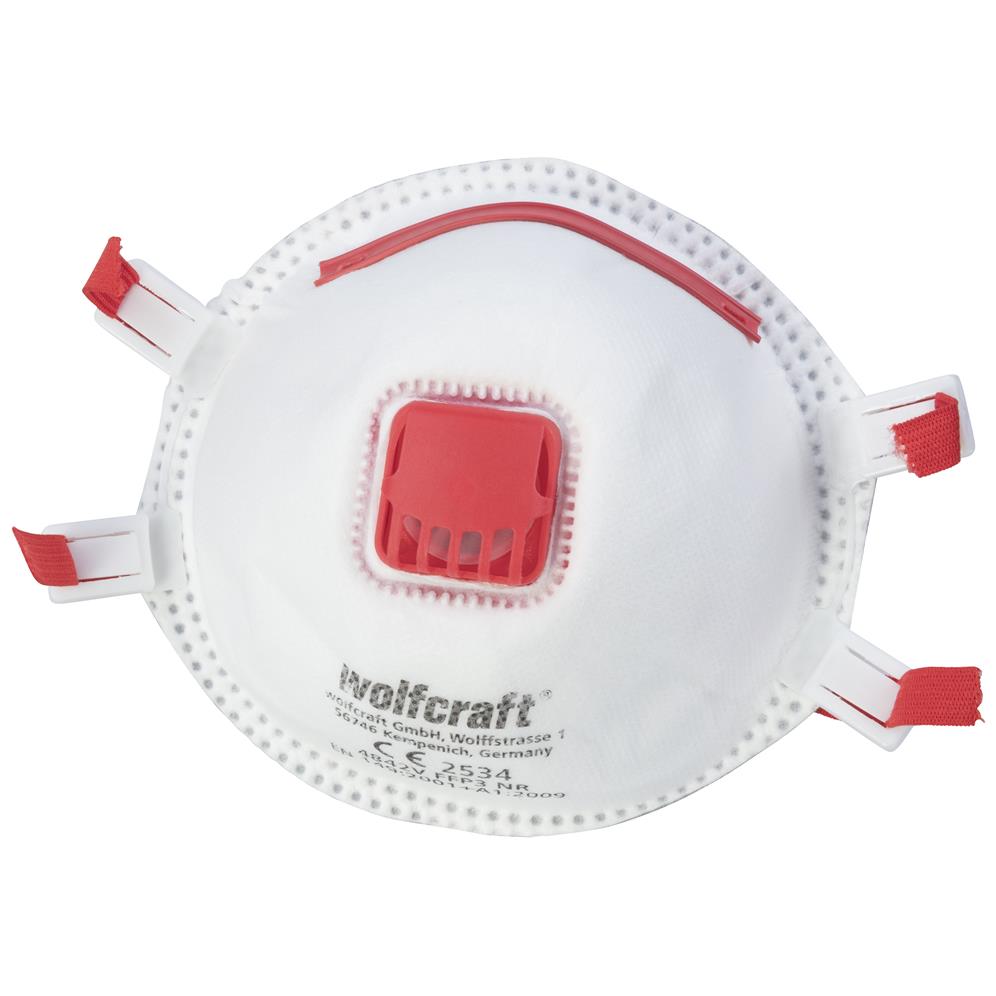 Wolfcraft 4842000 maske za sitnu prašinu FFP3 V; sa ventilom i filterom; idealno za prevenciju gripe; DIN EN 149:2001+A1:2009 (CE) (pak. od 2 kom.)