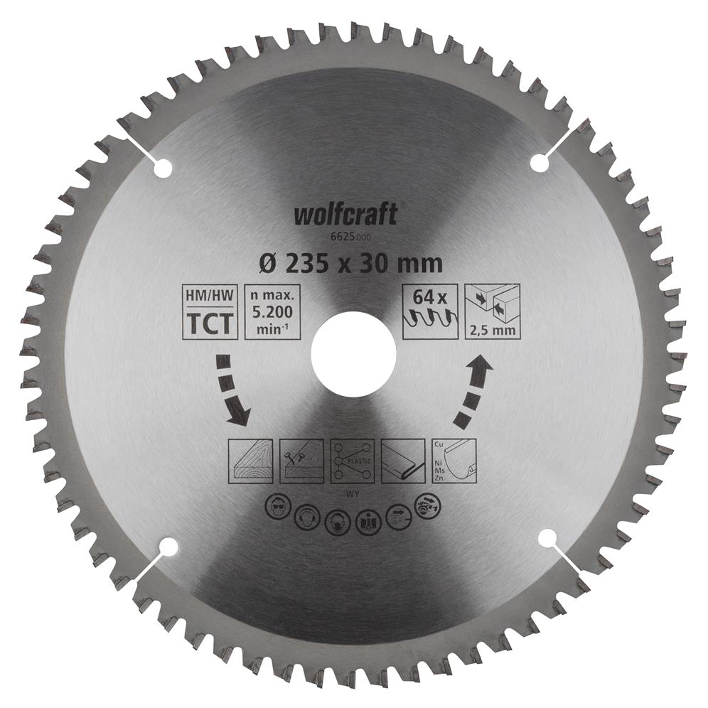 Wolfcraft 6625000  list kružne testere; 64 zuba; širina reza 2;5 mm (pak. od 1 kom.)