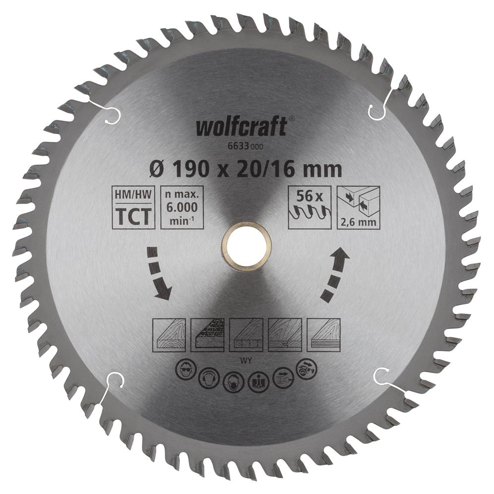 Wolfcraft 6633000 kružna testera za ručne cirkulare HM; 56 zuba (pak. od 1 kom.)