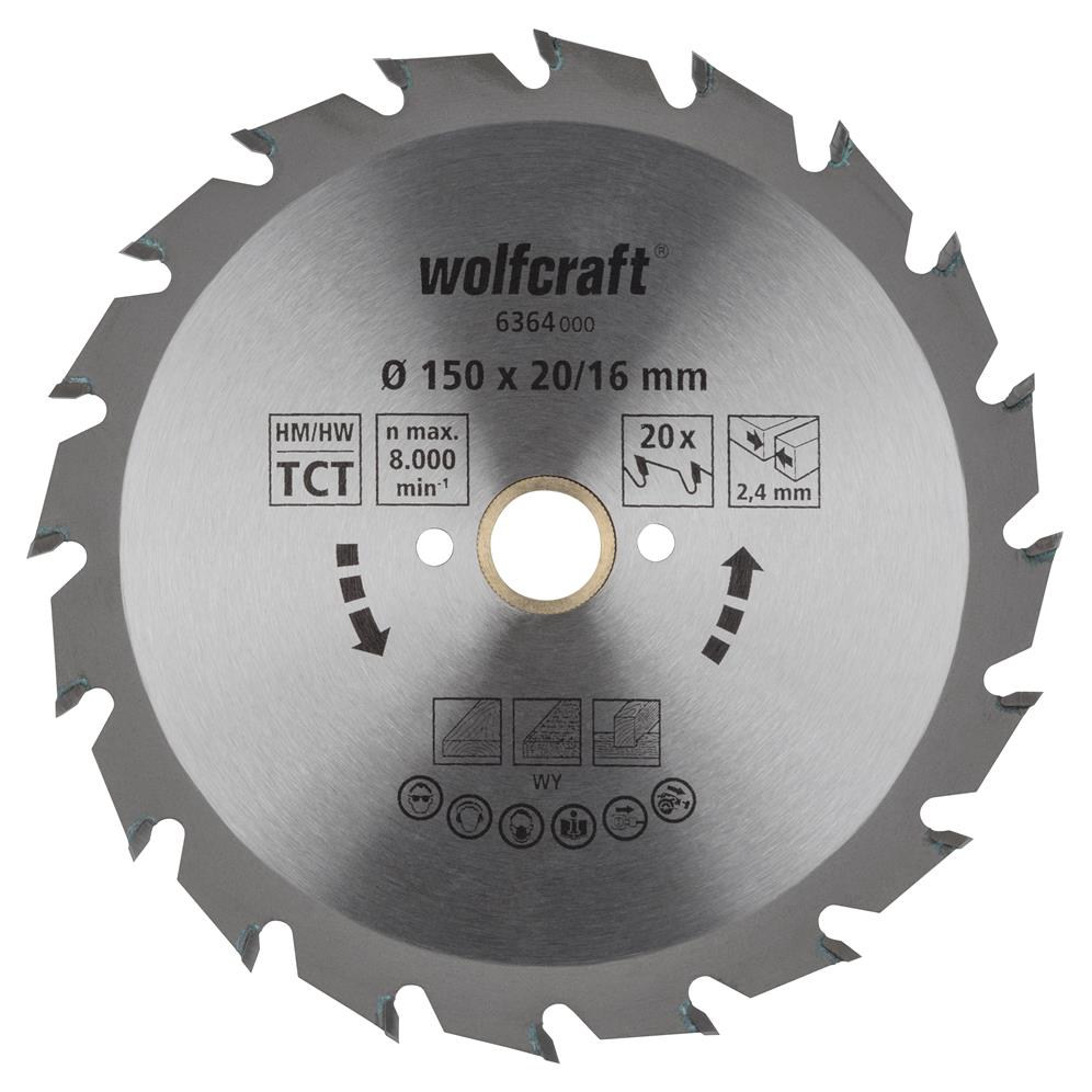 Wolfcraft 6364000 kružna testera za ručne cirkulare HM; 20 zuba (pak. od 1 kom.)