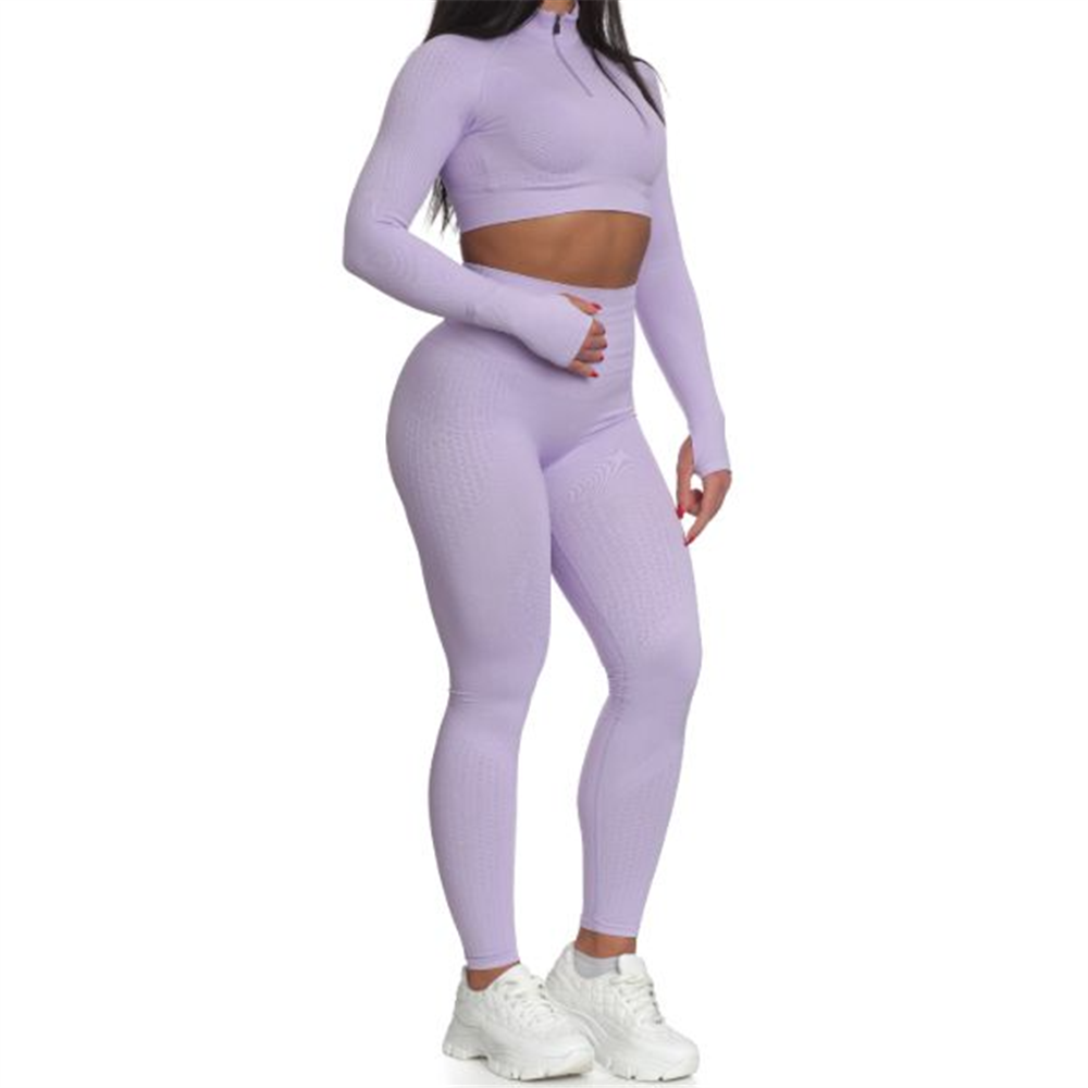 Sportski Ženski Komplet Helanke i Top - Light Purple