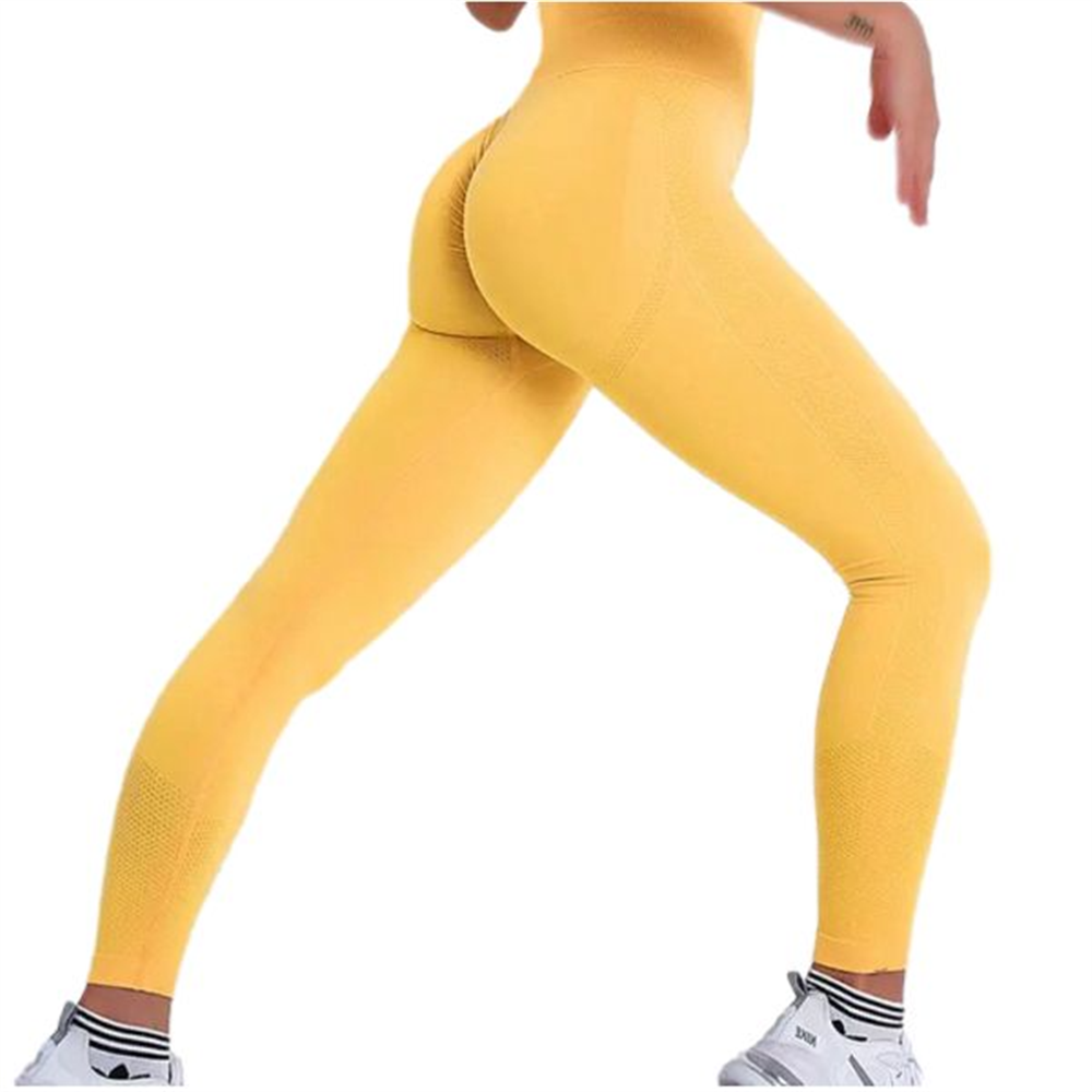 Sportske Push-Up Helanke za Trening i Fitnes - Active Yellow